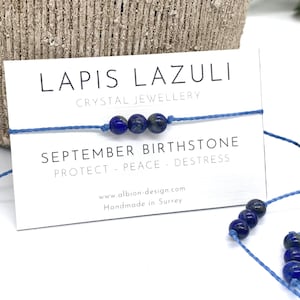 September Birthstone - Lapis Lazuli Birthstone Bracelet - Crystal Birthstone Bracelet - September Birthday - Lapis Lazuli Crystal