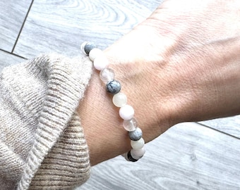 Anxiety Relief Crystal Bracelet: Rose Quartz, Moonstone & Agate