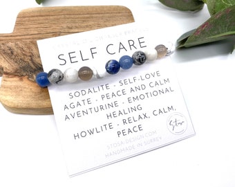 Self Care Crystal Bracelet - Self Love Crystals - Sodalite Bracelet - Aromatherapy Bracelet - Crystals That Promote Confidence, Oil Diffuser