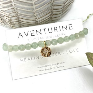 Aventurine Beaded Bracelet: 18k Gold Star Charm, Adjustable Crystal Jewelry