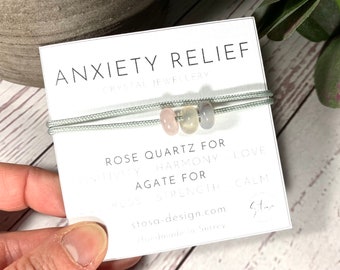 Anxiety Relief Bracelet: Rose Quartz & Agate Crystal Paracord Jewellry