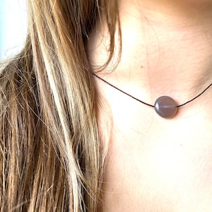 Grey Agate Crystal Choker: Adjustable Gemstone Necklace