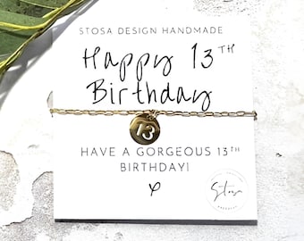 13th Birthday Bracelet: Dainty Charm, Stainless Steel Teen Gift