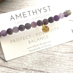 Amethyst Bee Charm Bracelet: Natural Purple Crystal, Adjustable Cord