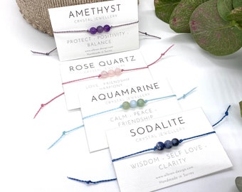 Crystal Bracelet - Crystal Anklet - Dainty Bracelet - Friendship Crystal Bracelet - String Bracelet - Gift Card Bracelet - Real Crystal
