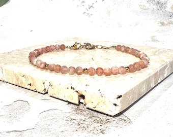 Sunstone Bracelet | Natural and Real Crystal Sunstone Jewellery | Handmade in the UK