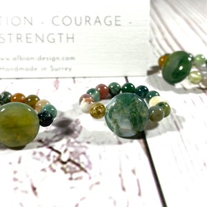 Indian Agate Crystal Beaded Ring - Green Stretchy Ring