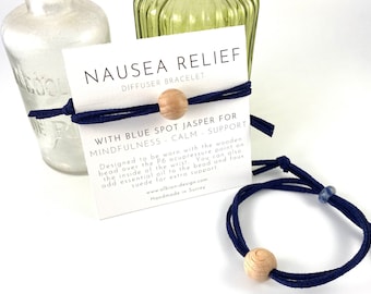 Anti Nausea Bracelets - Set of 2 - Nausea Relief - Essential Oil Bracelet - Jasper Crystal Bracelet - Motion Sickness Bands