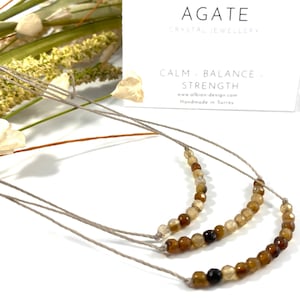 Dainty Crystal Necklace: Agate & Howlite Beaded Gemstone Necklace