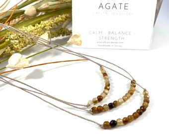 Dainty Crystal Necklace: Agate & Howlite Beaded Gemstone Necklace