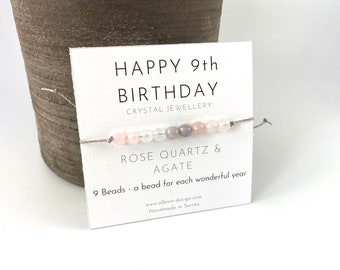 Crystal 9th Birthday Bracelet - 9th Gift - Girls Bracelet Gift - 9th Birthday Present - Crystal Childs Bracelet