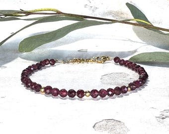 Garnet Bracelet | Natural and Real Crystal Garnet Jewellery | Handmade in the UK