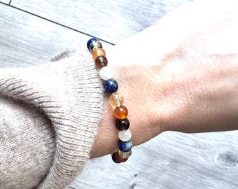 Menopause Crystal Bracelet: Carnelian, Citrine, Moonstone, Lapis Lazuli