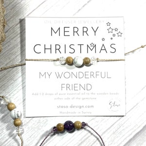 Regalo di Natale per l'amicizia - Braccialetto di cristallo per amico - Braccialetto su una carta - Carta per l'amicizia - Cristallo per amico - Riempitivo per calze