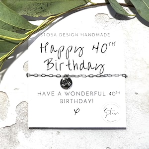 40er Geburtstag Armband | 40. Geburtstag Geschenke für Frauen | 40. Geburtstagskarte Geschenk | 40er Jahre Armband Silber