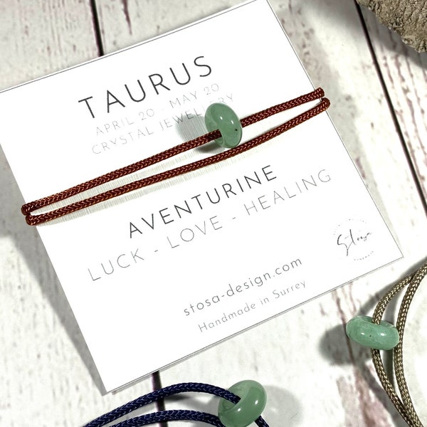 Taurus Birthstone Crystal Bracelet - Taurus Birthday Gift - Taurus Bracelet - Taurus Crystal Bracelet - Aventurine Bracelet