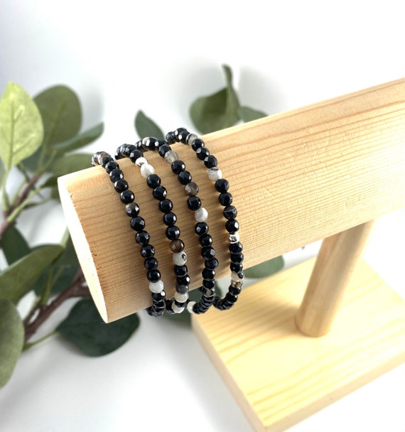 Black Natural Agate Bracelet for strength and stability - Justwowfactory