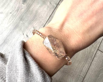 Chrysanthemum Agate Bracelet: Lava Rock Aromatherapy, Handmade Gemstone