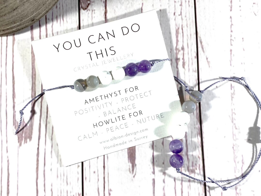 Crystal Bracelet Can Do Bracelet Motivating Bracelet Amethyst Howlite