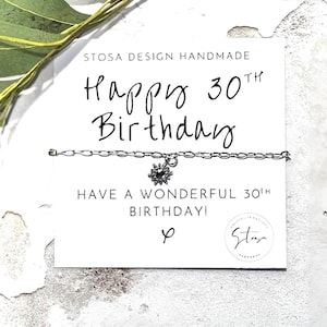 Geburtstagsarmband 30 30. Geburtstag Geschenke für Frauen | 30. Geburtstagskarte Geschenk | 30er Jahre Armband Silber
