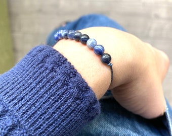 Sodalite Bracelet - Sodalite Raw Crystal Bracelet - Crystal Adjustable Bracelet - Blue Gemstone Bracelet - Navy Crystal Bracelet