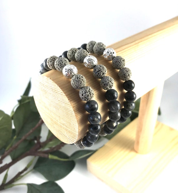 STONE BEAD BRACELET 8 MM ANTRACIT STONE BEAD BRACELET 8 MM ANTRACIT