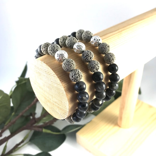 Anthracite Diffuser Bracelet - Anthracite Gemstone Bracelet - Lava Bead Bracelet - Diffuser Jewellery - Anthracite Beads - Lava Bead - Storm