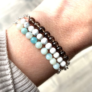 Crystal Beaded Adjustable Bracelet - Handmade Silver Citrine Bracelet, Labradorite Bracelet - Amethyst Bracelet - Dainty Jewellery