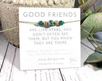 Pulsera de Cristal de la Amistad: Difusor de Aceites Esenciales, Piedras Curativas