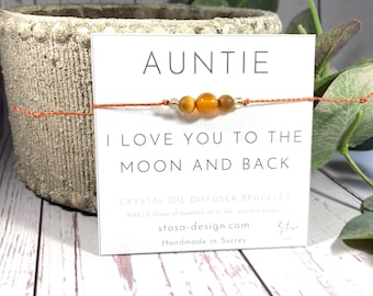 Auntie Gift - Aunt Bracelet - Crystal Bracelet- Healing Crystal - Auntie Present - Aunt Crystal - Oil Diffuser - Diffuser Bracelet