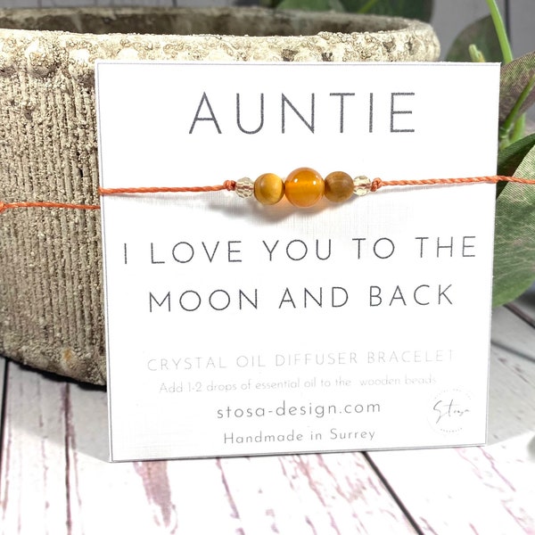 Auntie Gift - Aunt Bracelet - Crystal Bracelet- Healing Crystal - Auntie Present - Aunt Crystal - Oil Diffuser - Diffuser Bracelet