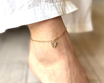 Waterproof Gold Charm Anklet: Stainless Steel Paperclip Chain, Custom Charms