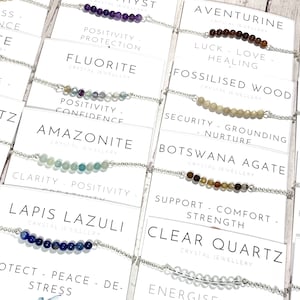 Crystal Beaded Adjustable Bracelet - Handmade Silver Citrine Bracelet, Labradorite Bracelet - Amethyst Bracelet - Dainty Jewellery