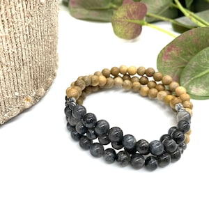 Anthracite Crystal Bracelet - Essential Oil Diffuser Bracelet - Healing Bracelet - Rosewood Beaded Bracelet
