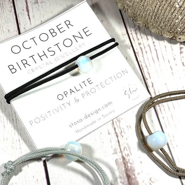 October Birthstone Crystal Bracelet - October Birthday Gift - October Bracelet - October Crystal Bracelet - Opalite Bracelet - Unisex