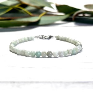 Handmade Green Jade Bracelet: Stainless Steel Silver or Gold