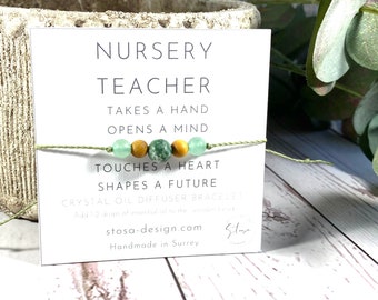 Nursery Teacher Gift - Crystal Oil Diffuser Bracelet, Handmade