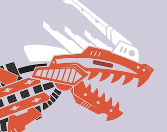 4x6" or 5x7" Robot T-Rex Art Print - Animal Mecha Robot Anime