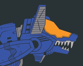 4x6" or 5x7" Robot Wolf Art Print - Animal Mecha Robot Anime