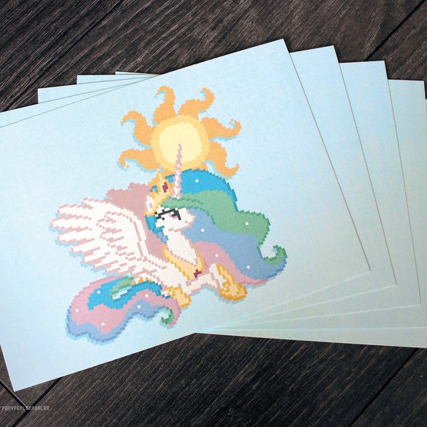 Princess Celestia 8-Bit Print, A5