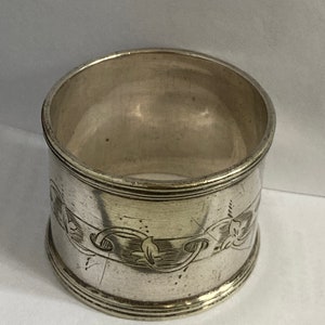 Vintage silver plated , engraved , napkin ring