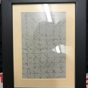 Documento/certificato antico originale del XIX secolo (?), incorniciato, smaltato