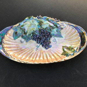 Vintage, original ,hand painted, multicoloured,signed by artist J Fryer Oldcourt ware lustre dish