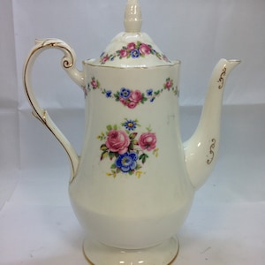 Vintage, kaffekanna/tekanna med lock Paragon, i stjärndesign, märkt stjärna, Paragon, fint benporslin, England, H22 cm, 8,5 tum