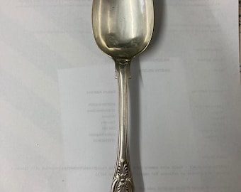 Vintage ,white metal,massive marked extra large table spoon with queen end decorations