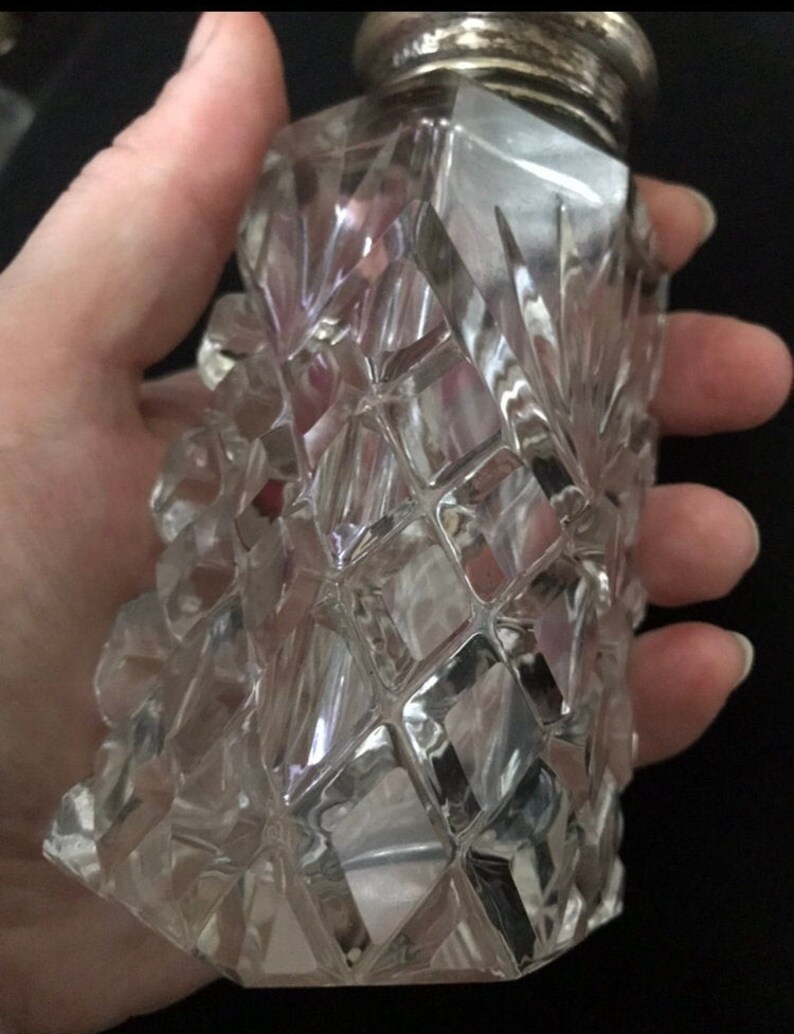 Vintage cut glass sugar shaker with EPNS silver plated lid Etsy