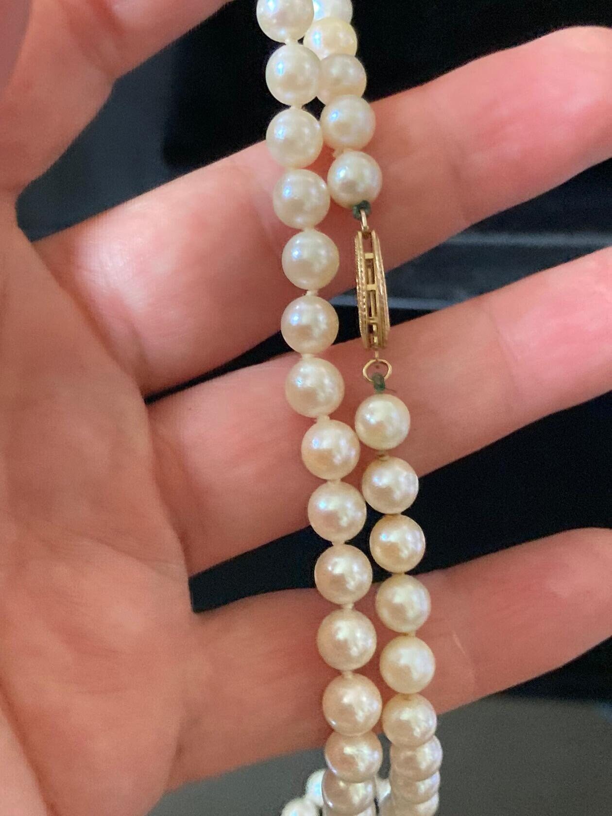 Collier Perles Avec Bracelet - Certificat Et Boîte - Fermoir Argent 925 - Occasion