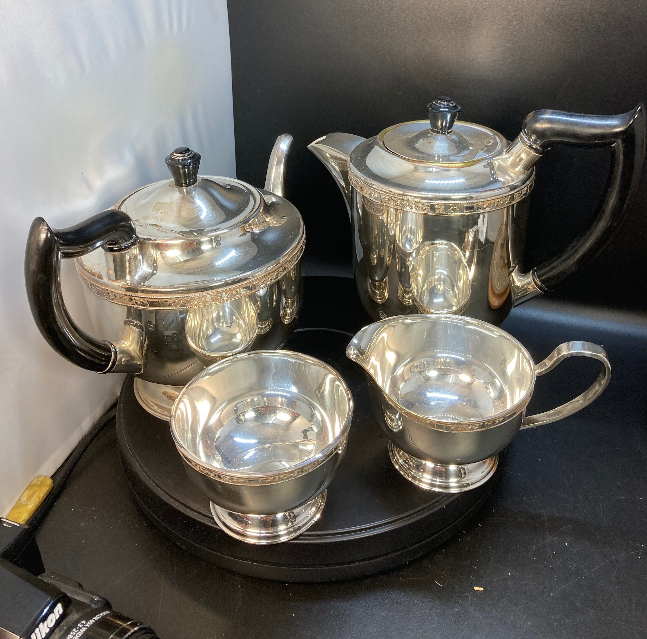 Silver plated on brass Alpha Viners tea set ,Sheffield ,made in England