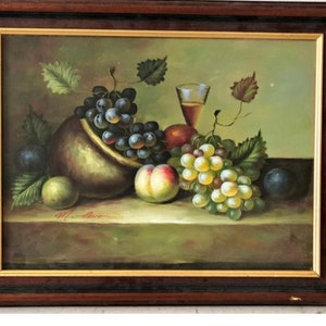 Antique painting oil on wooden board, signed M. Aaron (20th Century),  life style