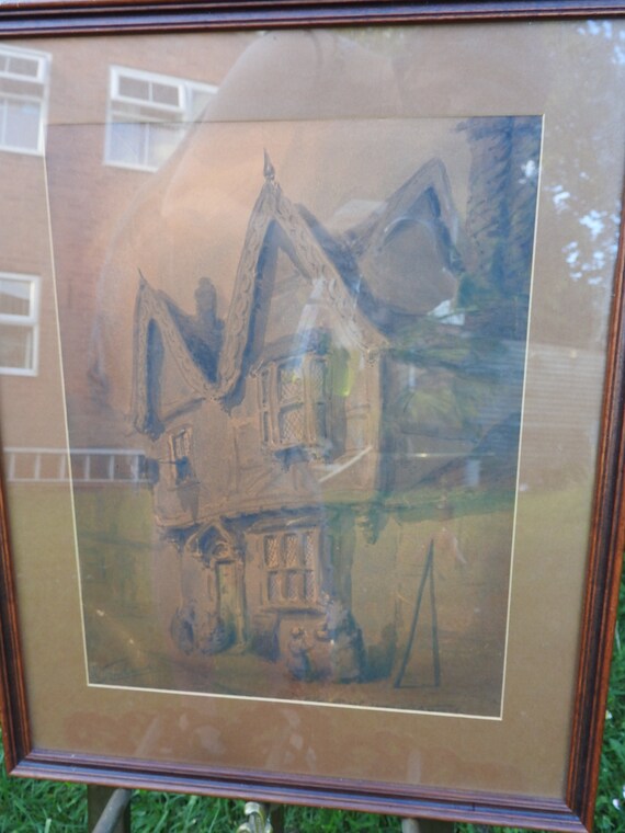 RARE, original painting! William Rowland, (19th Century, British) Old Street Scene, watercolour on paper, signed lower left, framed,glazed.